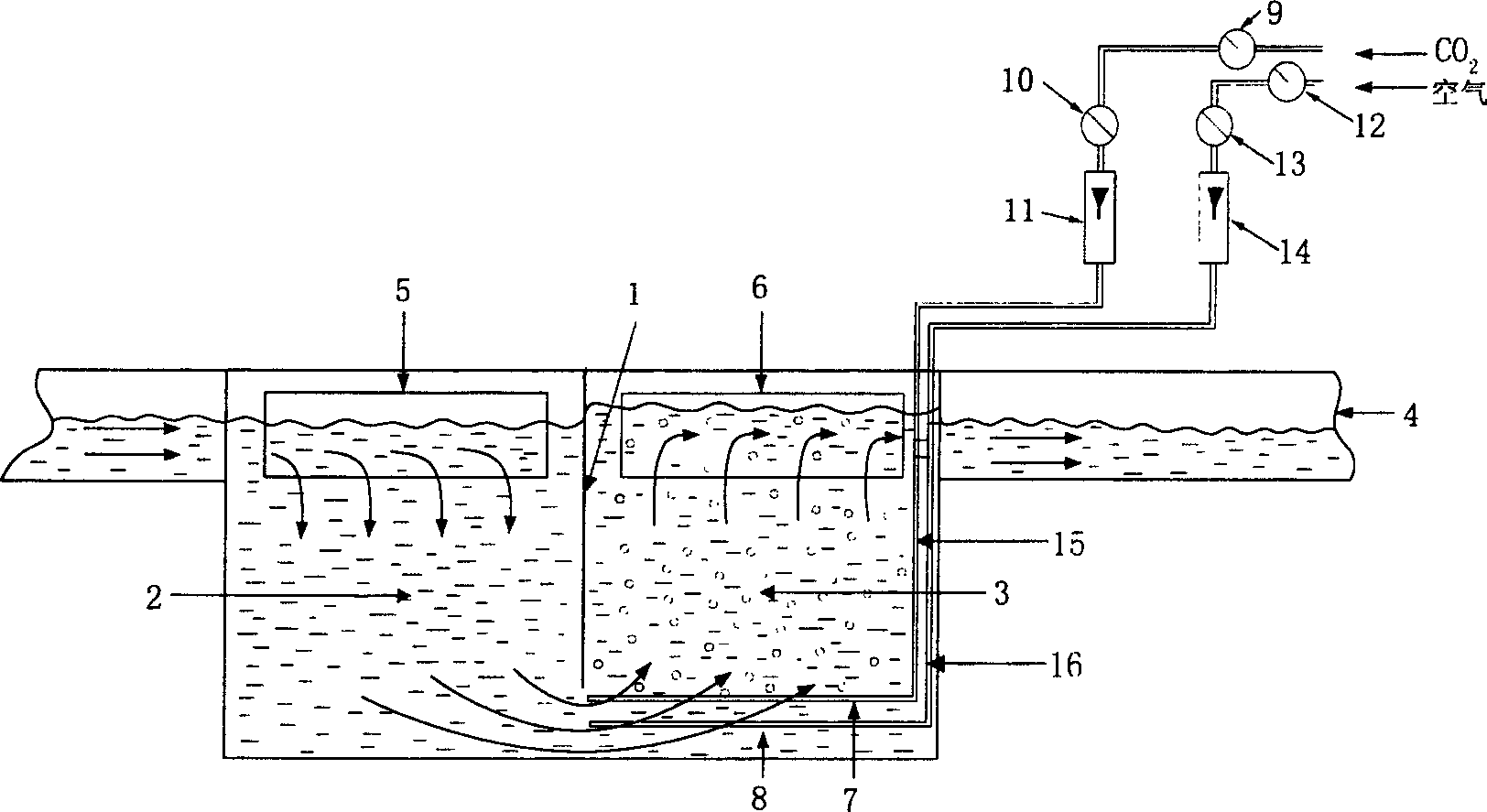 Arrangement for supplementing CO2 to micro-algae culture pond