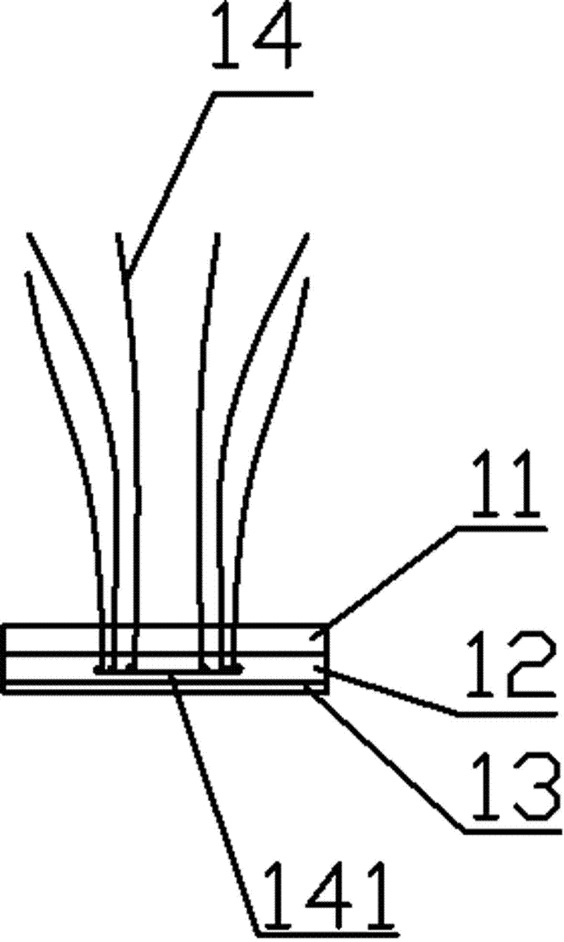 Artificial turf as well as gum application process and production device thereof