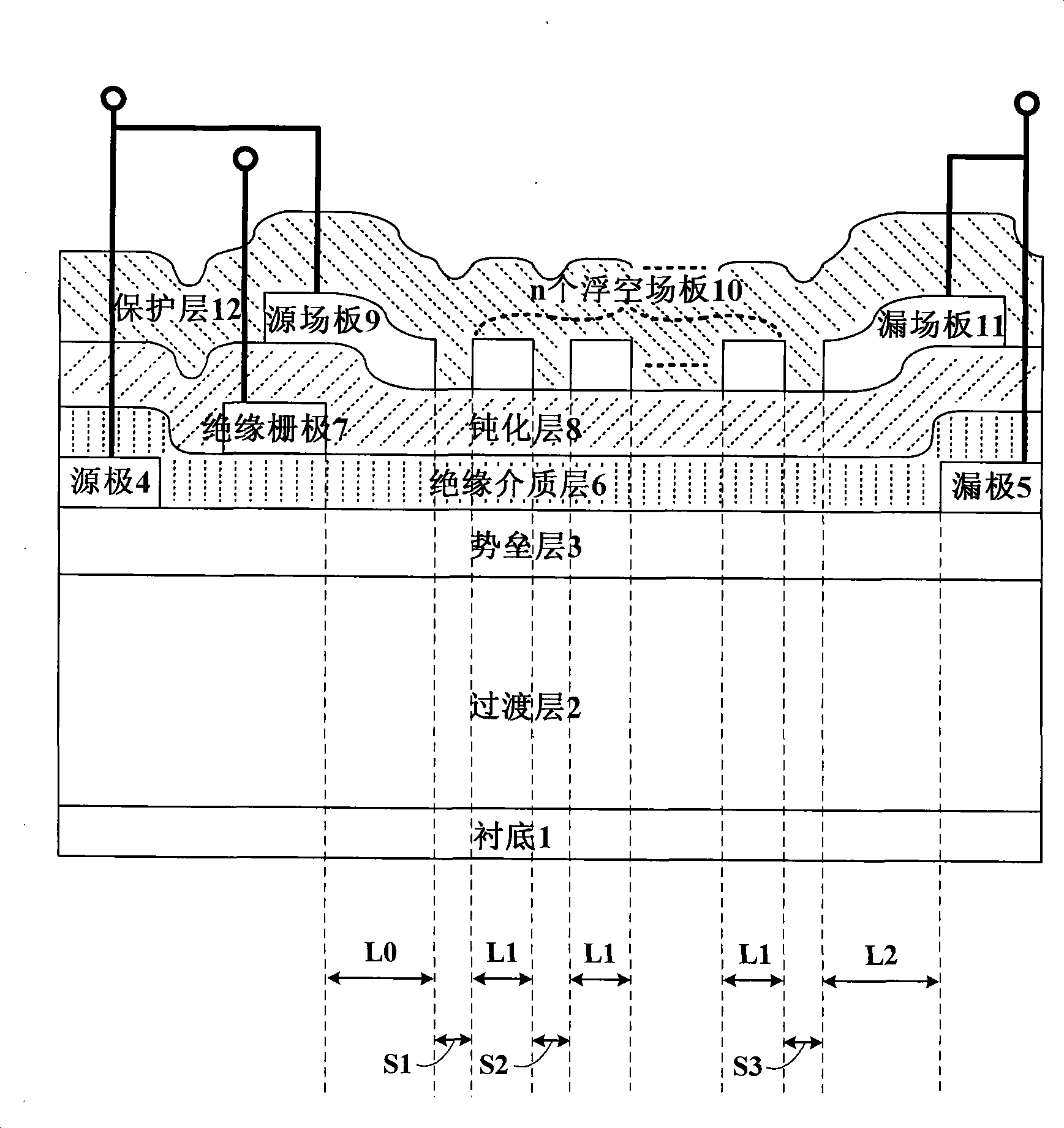 Insulated gate type source-leakage composite field plate transistor with high electron mobility and preparing method thereof