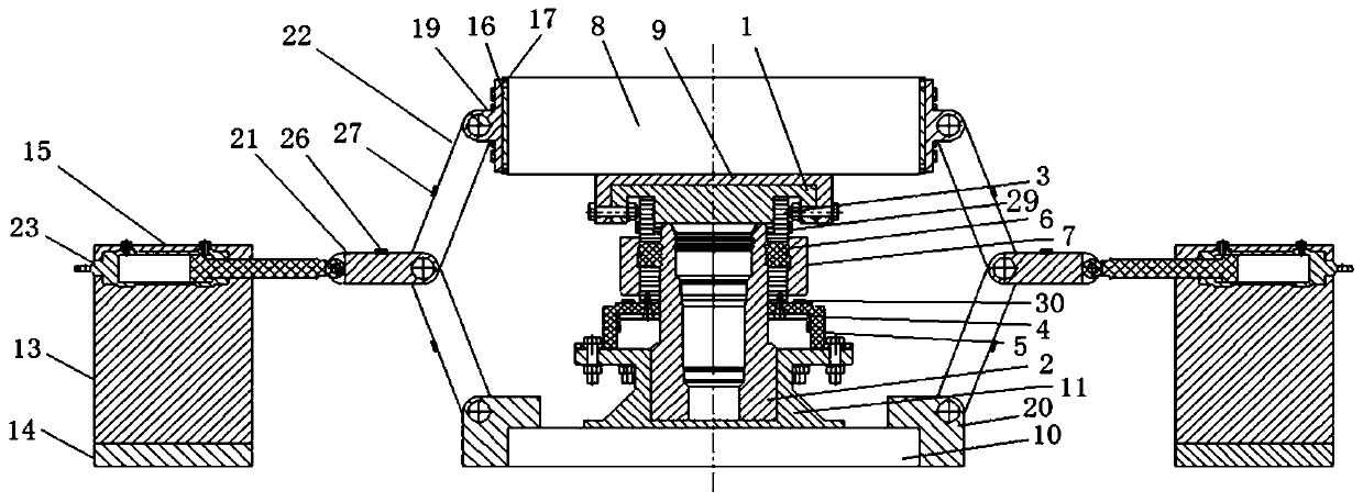 An experimental device and method for a wellhead connector large-load tension-compression bending test