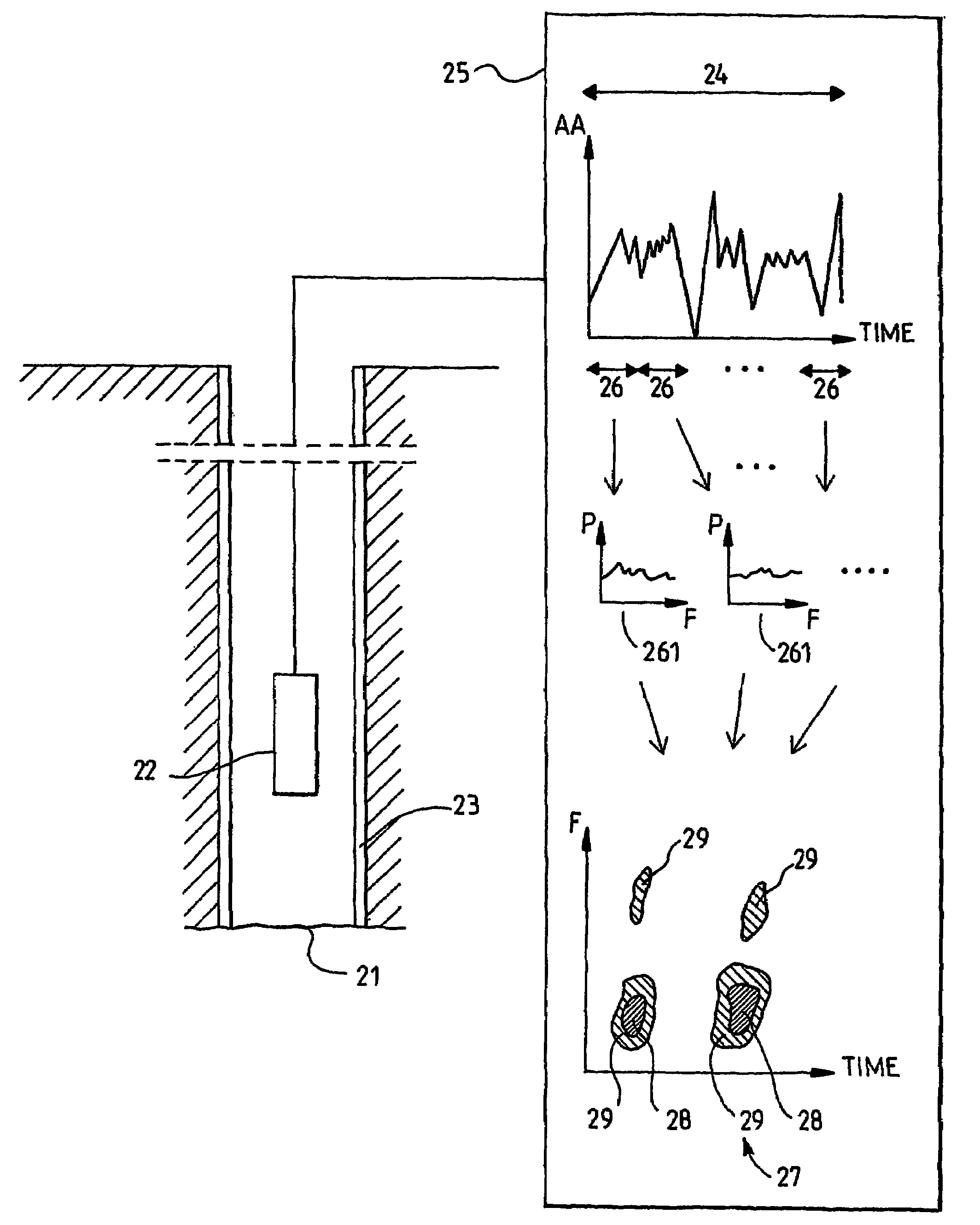 Method and apparatus for acoustic detection of a fluid leak behind a casing of a borehole