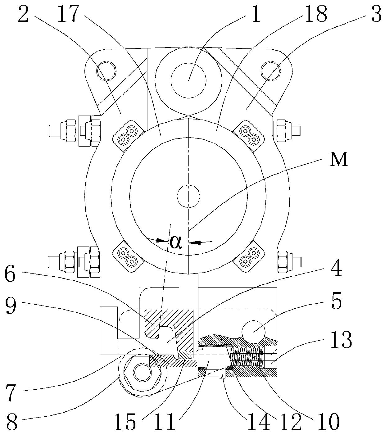 Lock opening and closing mechanism for bottle blowing machine die frame