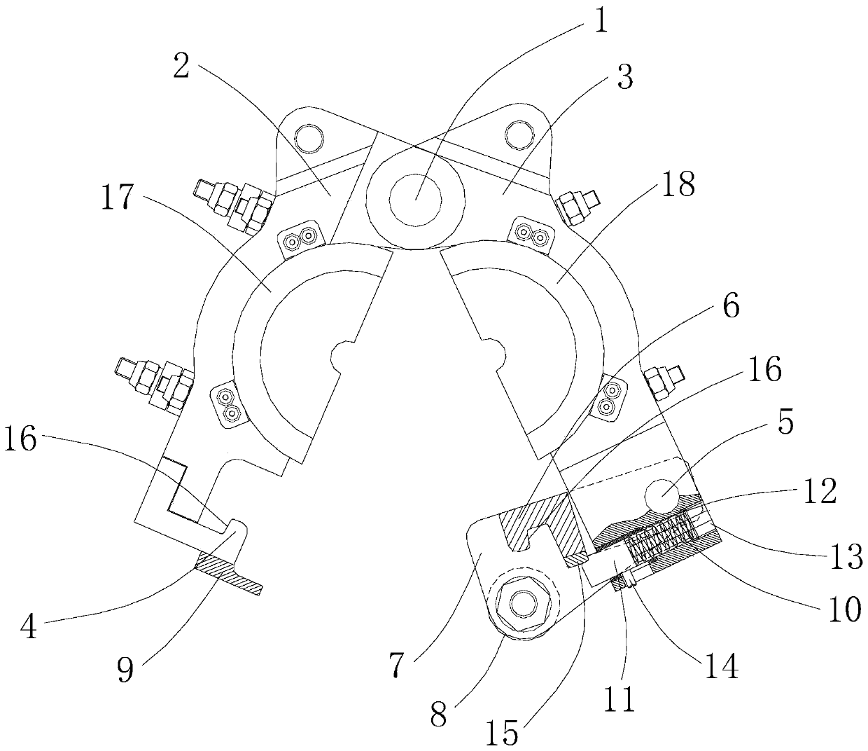 Lock opening and closing mechanism for bottle blowing machine die frame