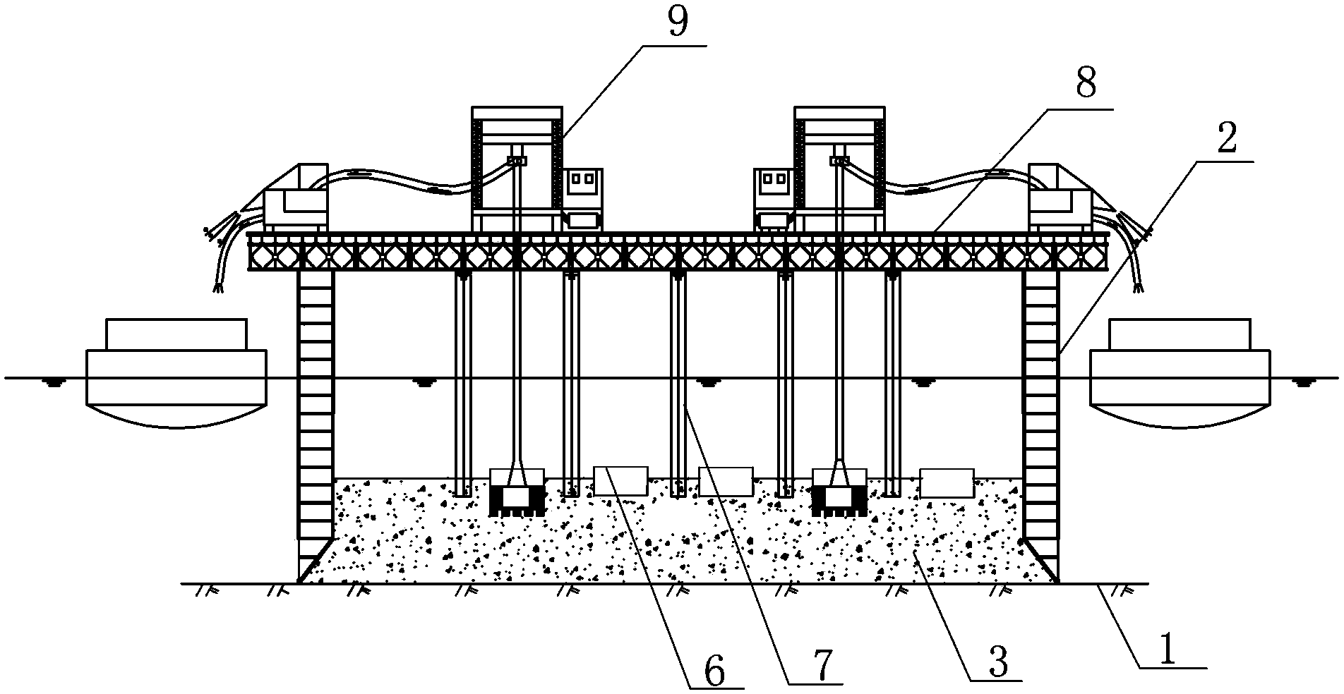 Construction method of deep water pile foundation without steel pile casings