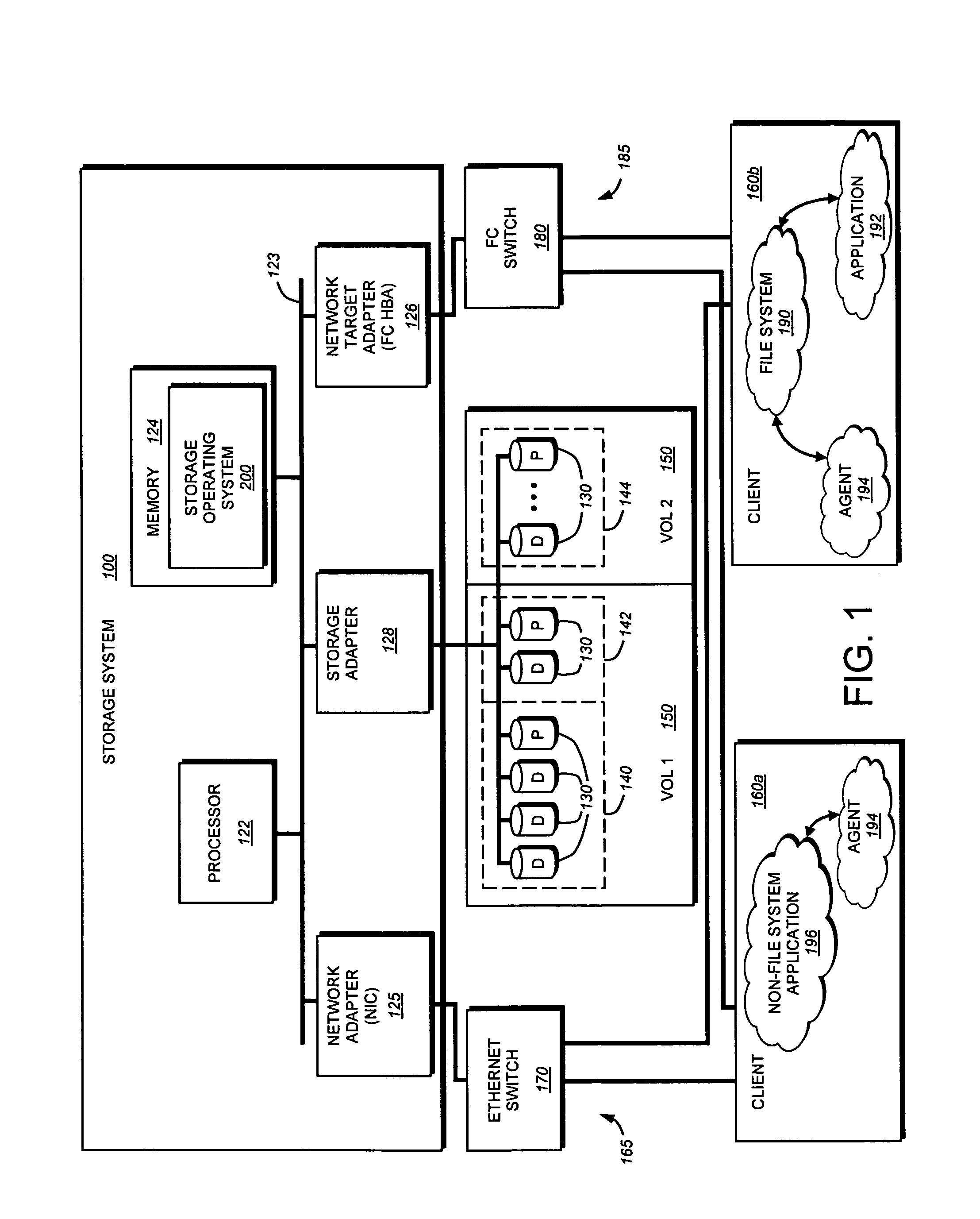System and method for examining client generated content stored on a data container exported by a storage system