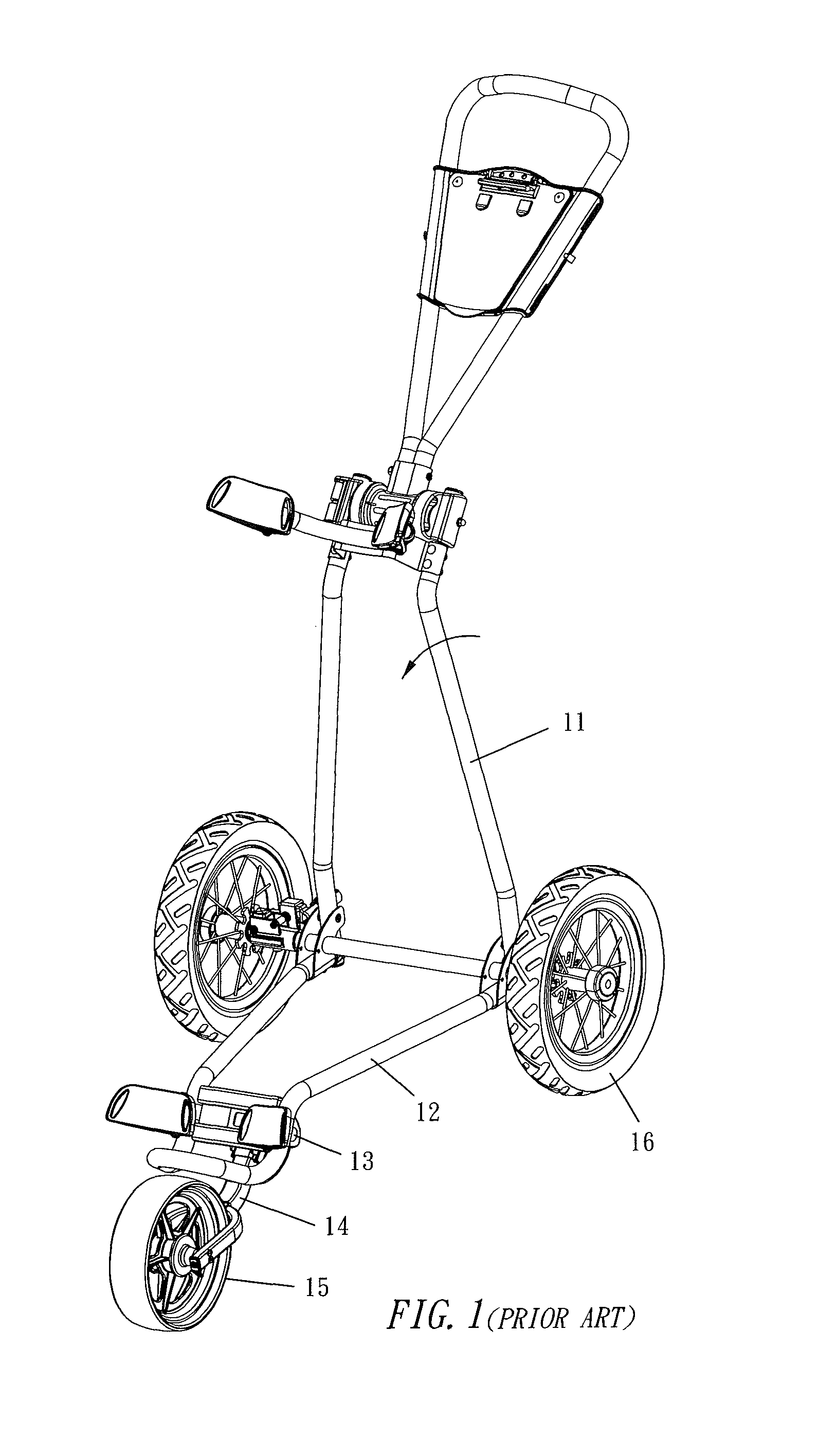 Front wheel folding device of golf bag cart