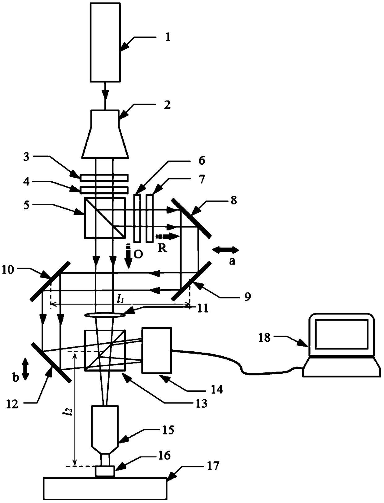 A reflective off-axis digital holographic microscopic measurement device