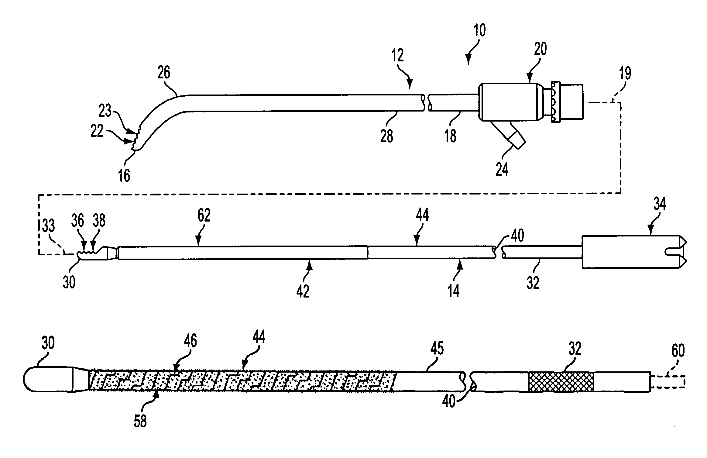 Angled tissue cutting instruments having flexible inner tubular members of tube and sleeve construction
