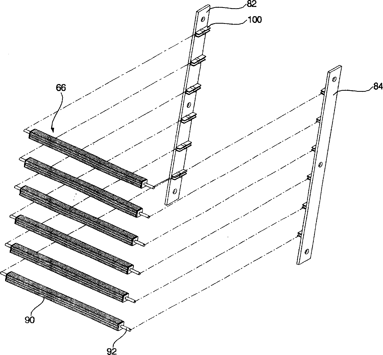 Air-conditioner heating rod configuration arrangement