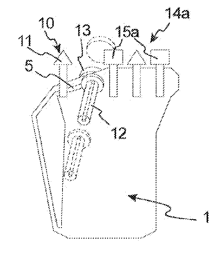 Method for gas filling of a handle portion of a container