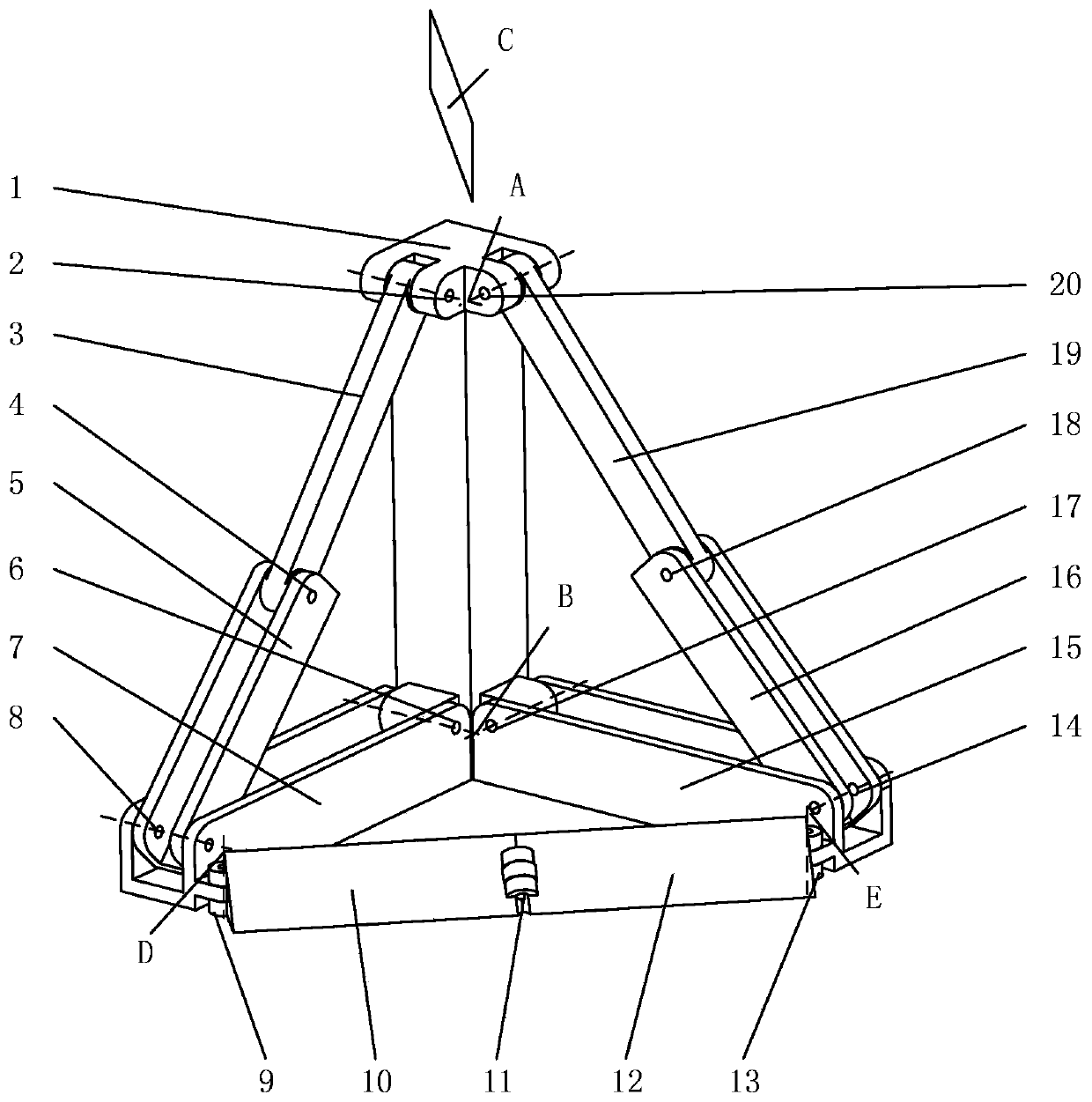 Single-degree-of-freedom tetrahedral extensible cell mechanism