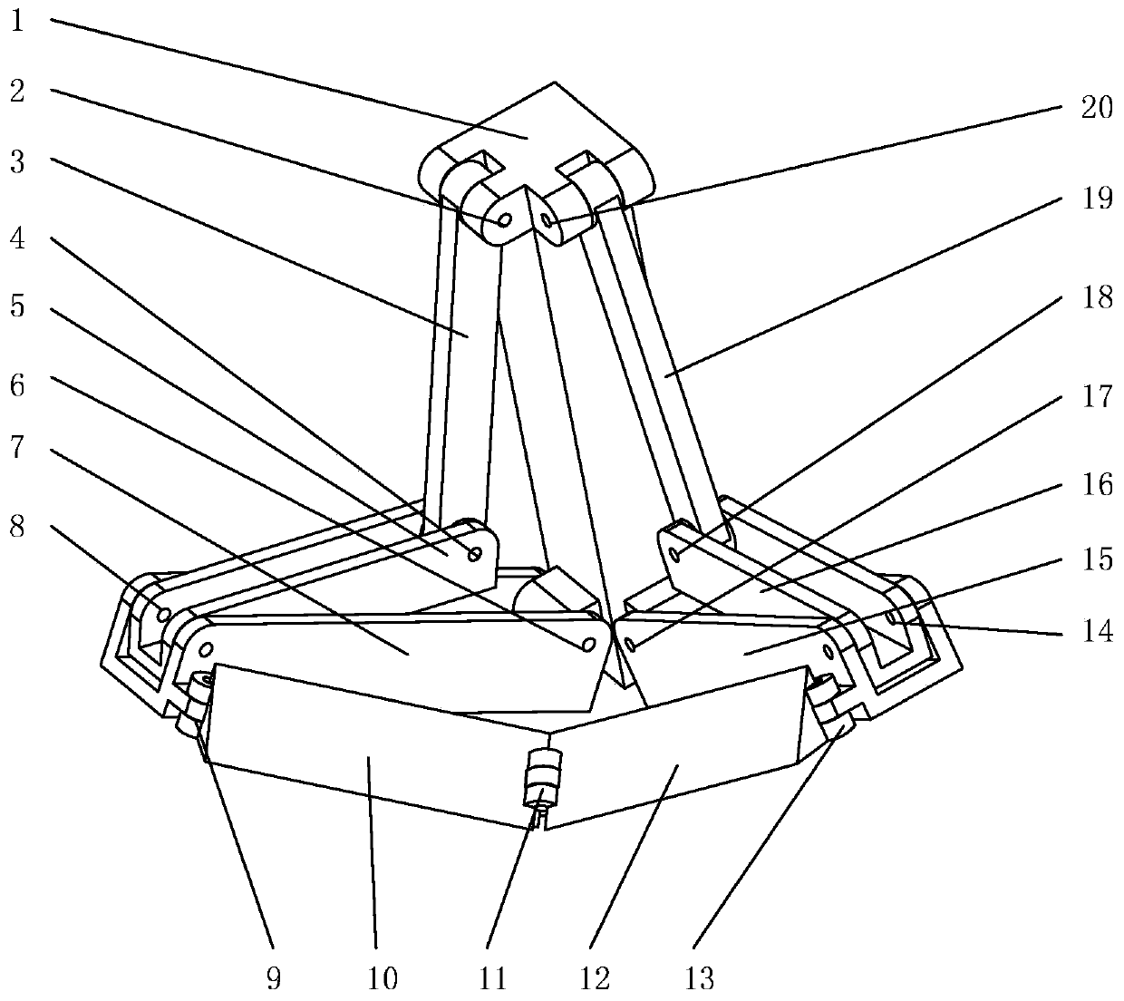 Single-degree-of-freedom tetrahedral extensible cell mechanism