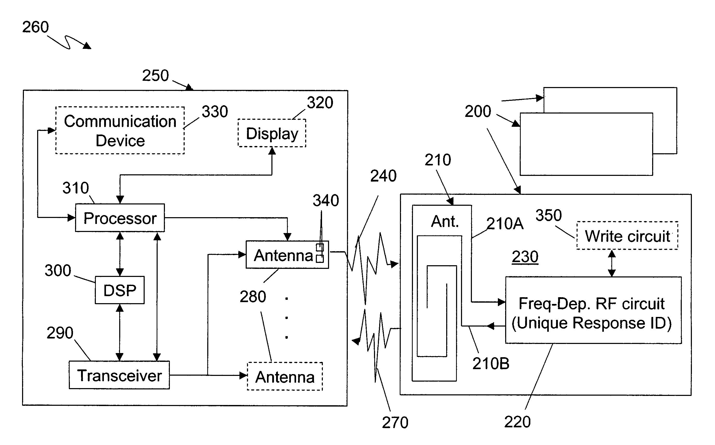 Uncontrolled passive radio frequency identification tag and system with 3-D positioning