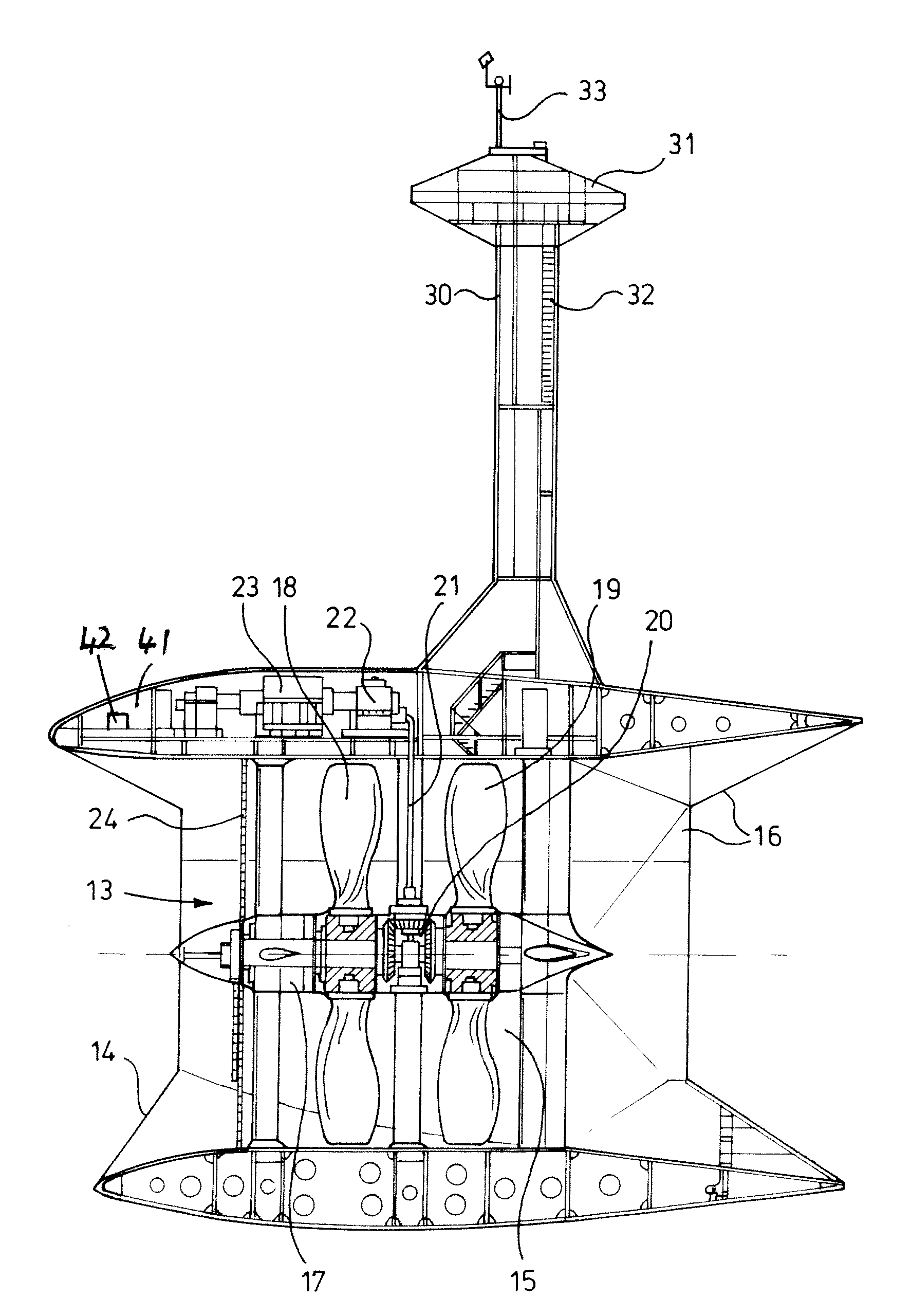 System for producing hydrogen making use of a stream of water