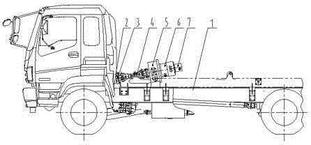 Chassis engine power takeoff short arm support concrete pump truck