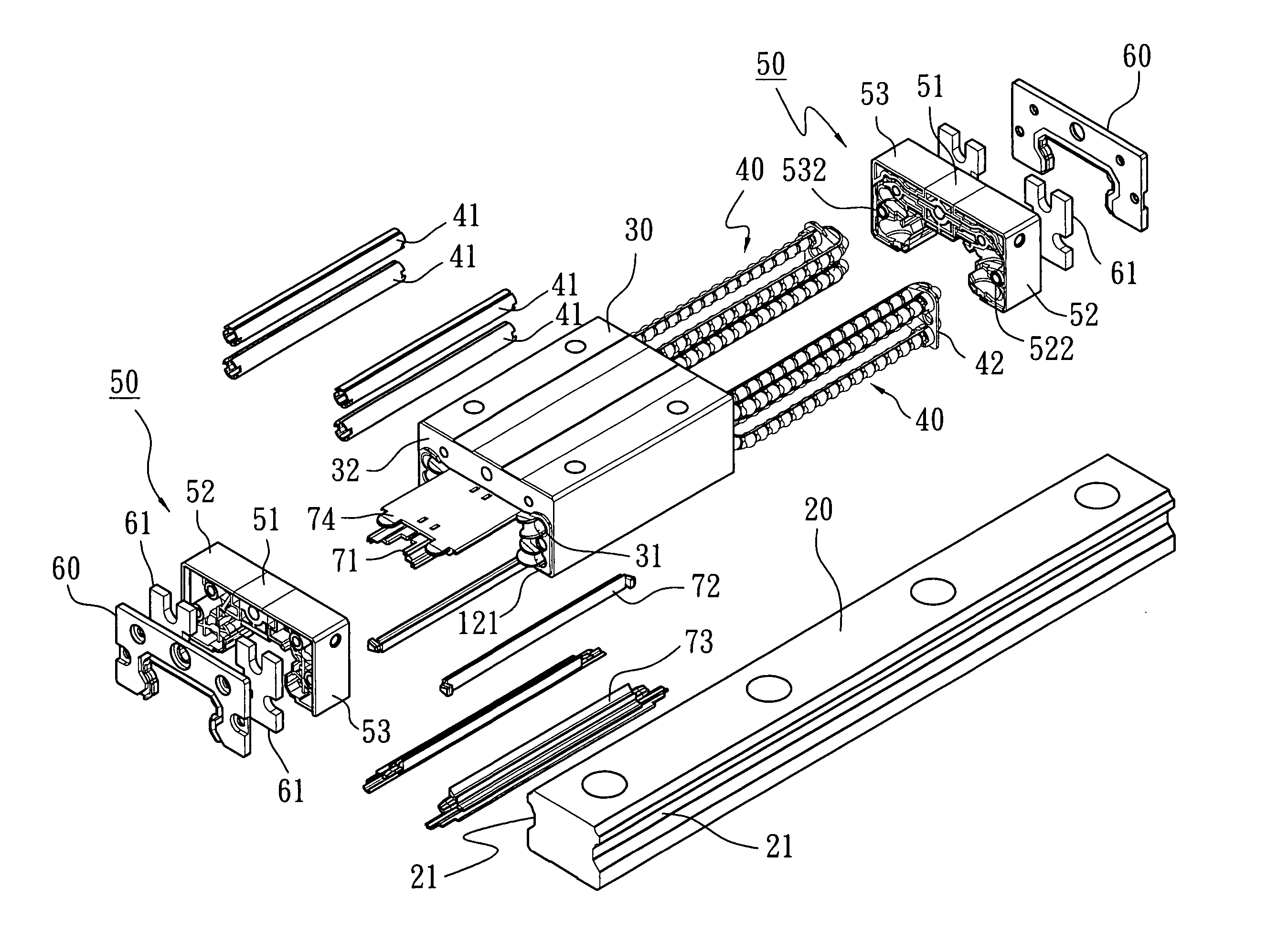 Structure of linear sliding rail circulating device