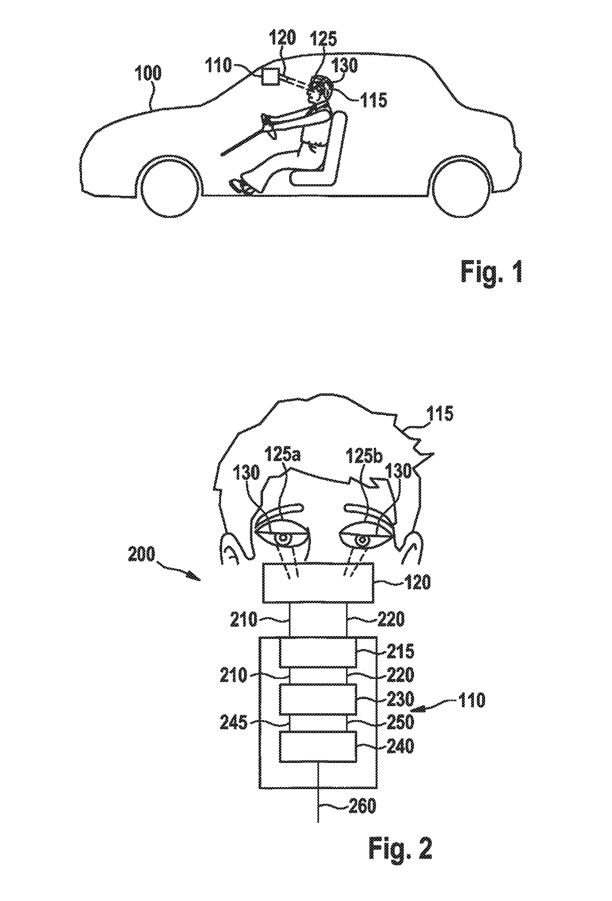 Method and device for detecting a tiredness and/or sleeping state of a driver of a vehicle