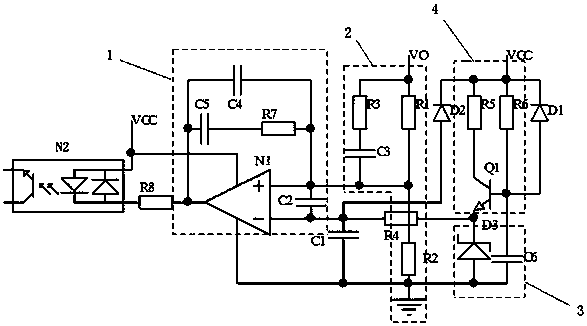 A switching power supply output voltage linear start control circuit
