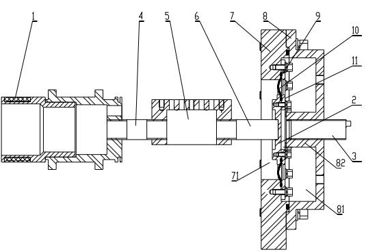 Push-type displacement feedback pneumatic deviation correction mechanism of vibrating platform used under centrifugal environment