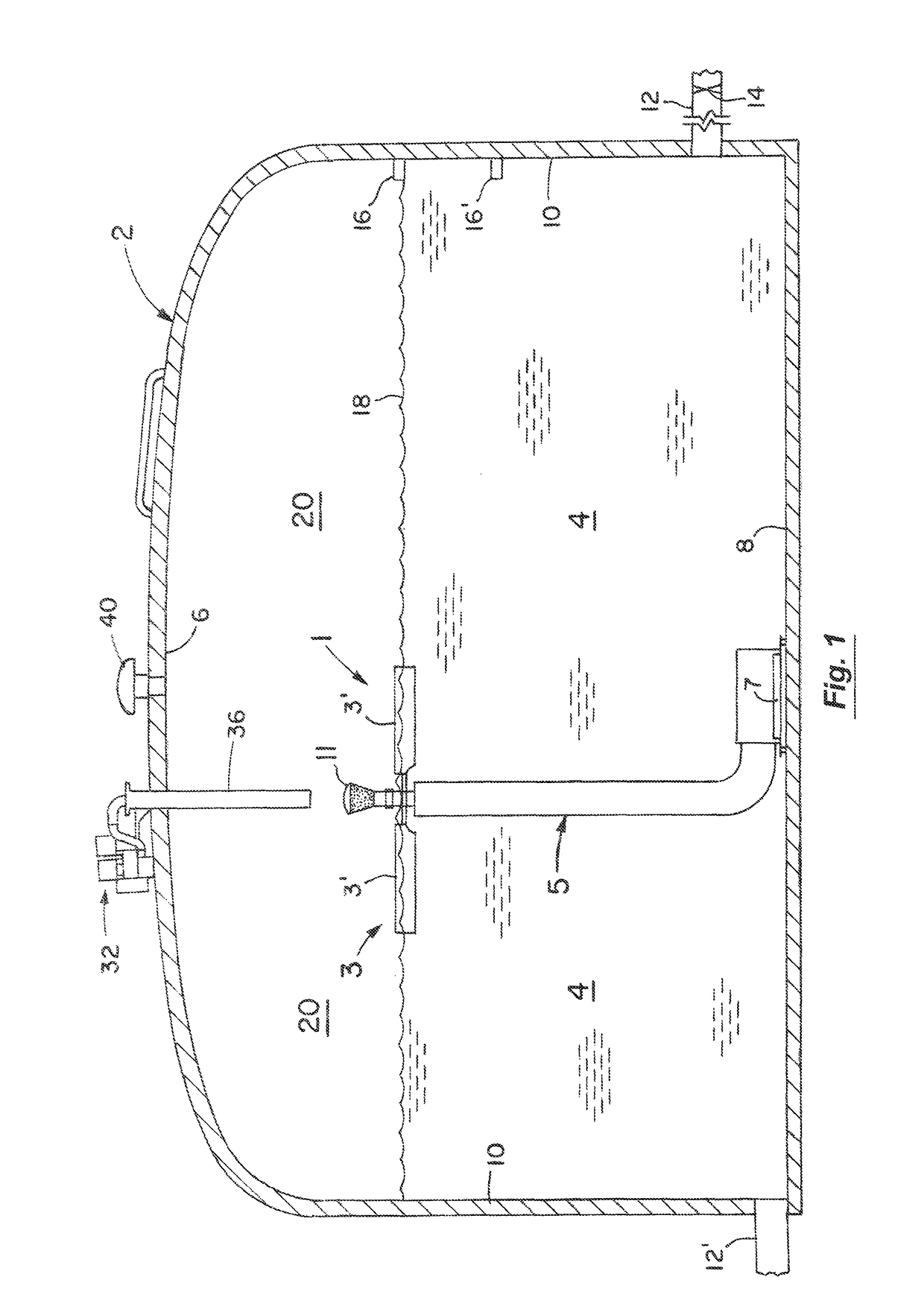 Method and apparatus for treating potable water in municipal and similar water tanks