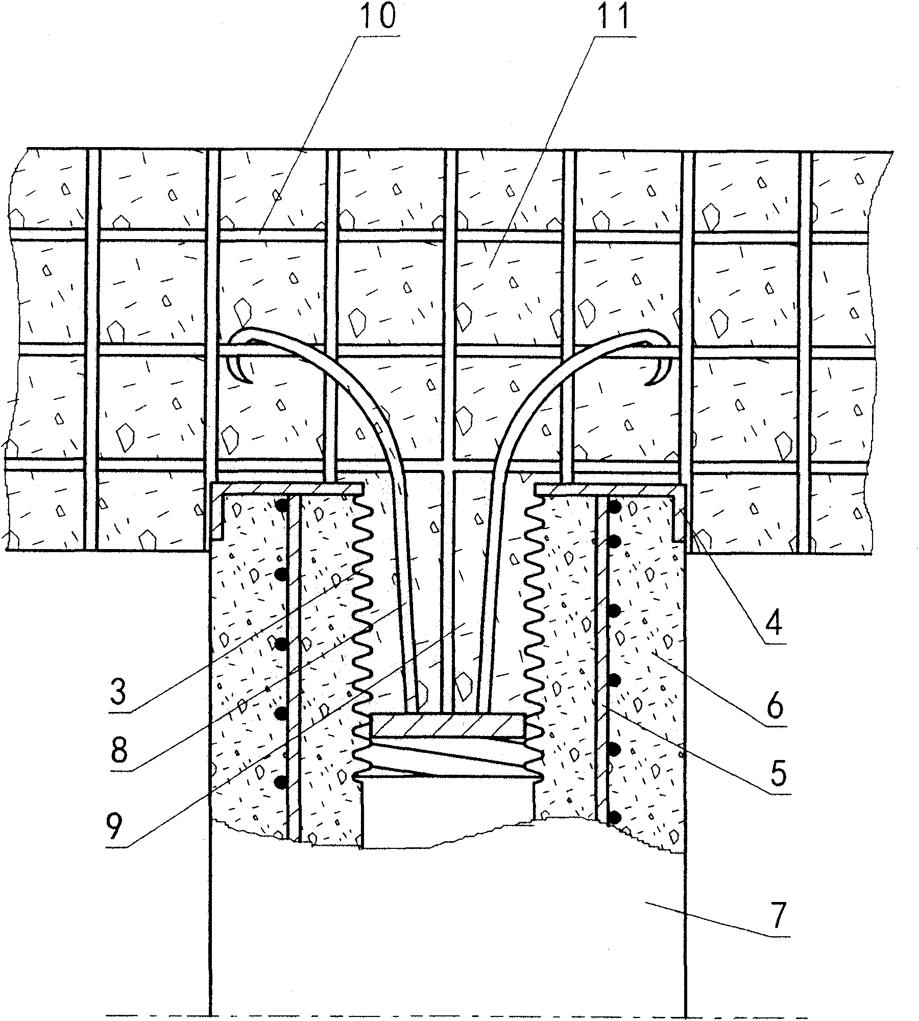 Rectangular Pre-stressed reinforced concrete hollow pile with internal thread or internal groove and method for processing hollow pile