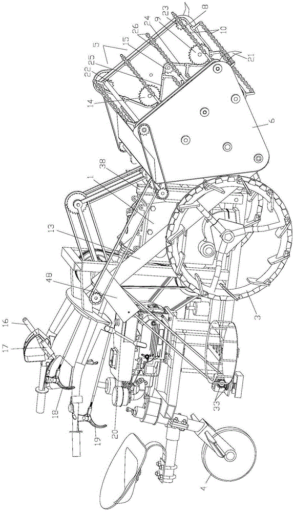 Self-propelled stalk-twisting integrated harvester carrying out threshing before stalk cutting