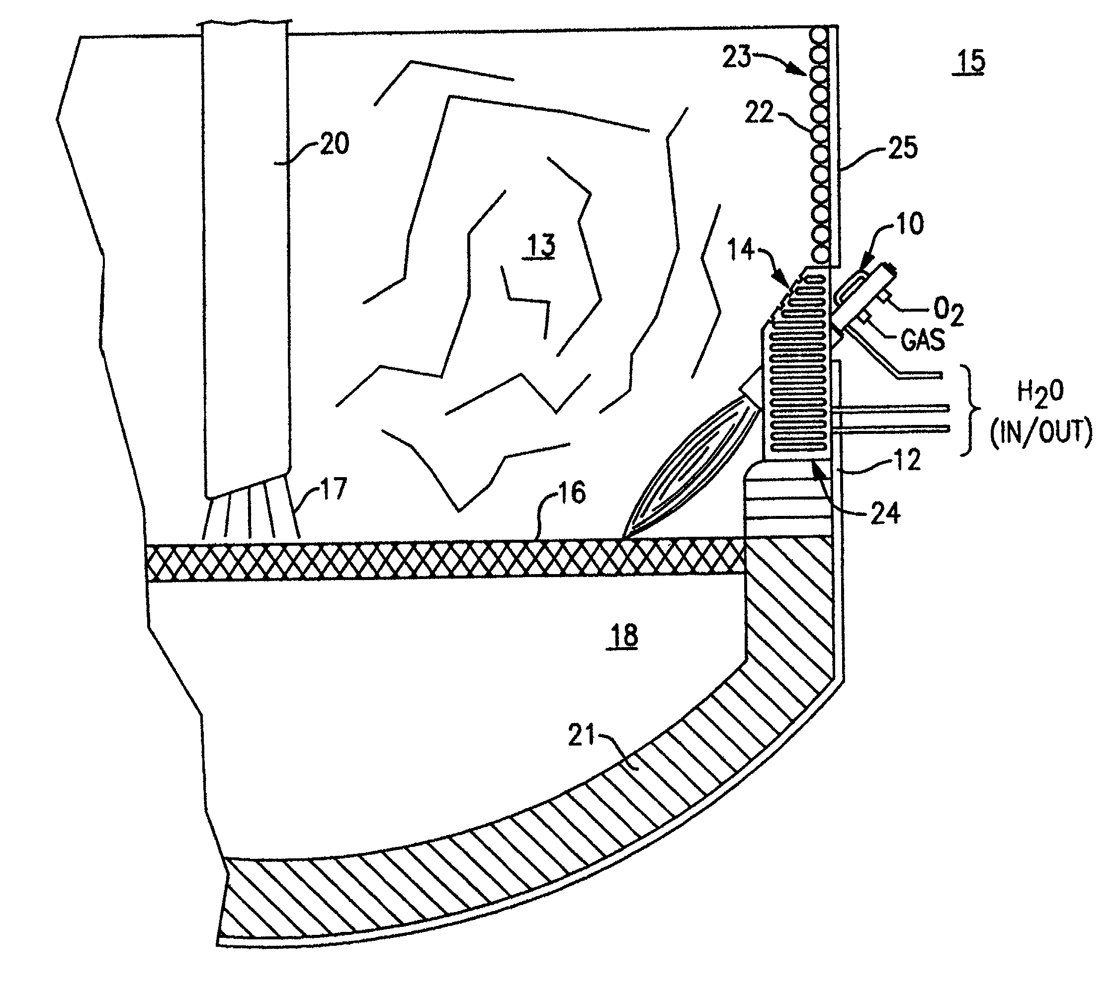 Mounting arrangement for auxiliary burner or lance