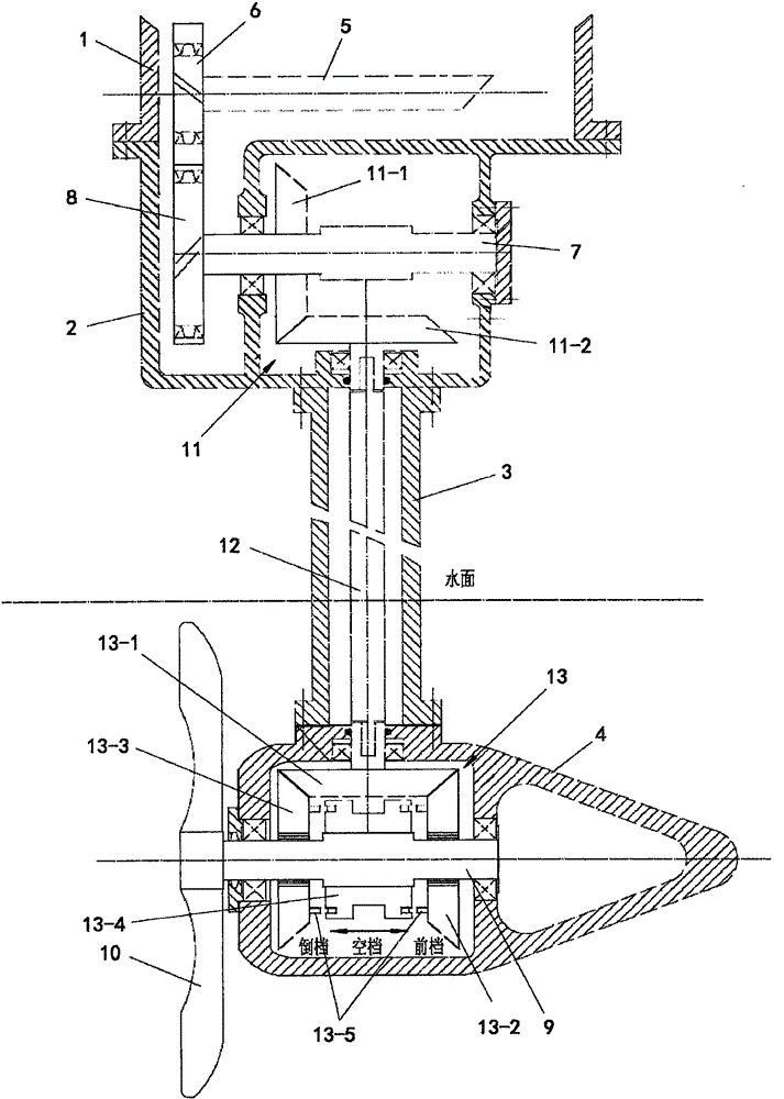 Outboard engine power transmission mechanism