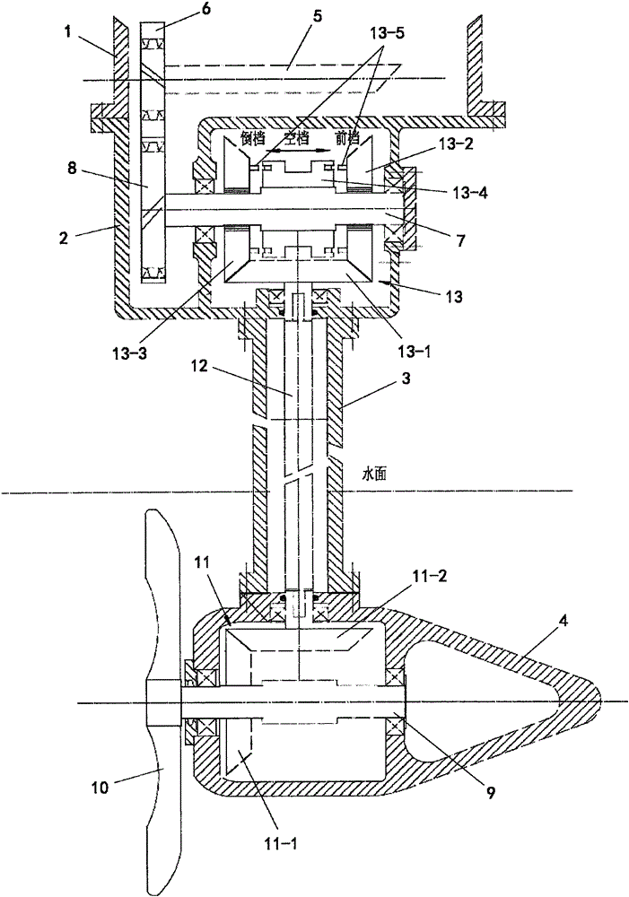Outboard engine power transmission mechanism