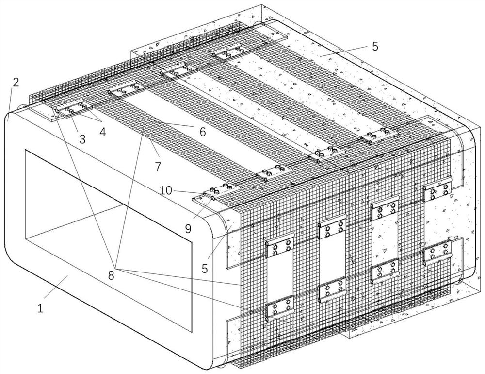 A method for strengthening the splice section and arch foot section of a box-shaped arch bridge