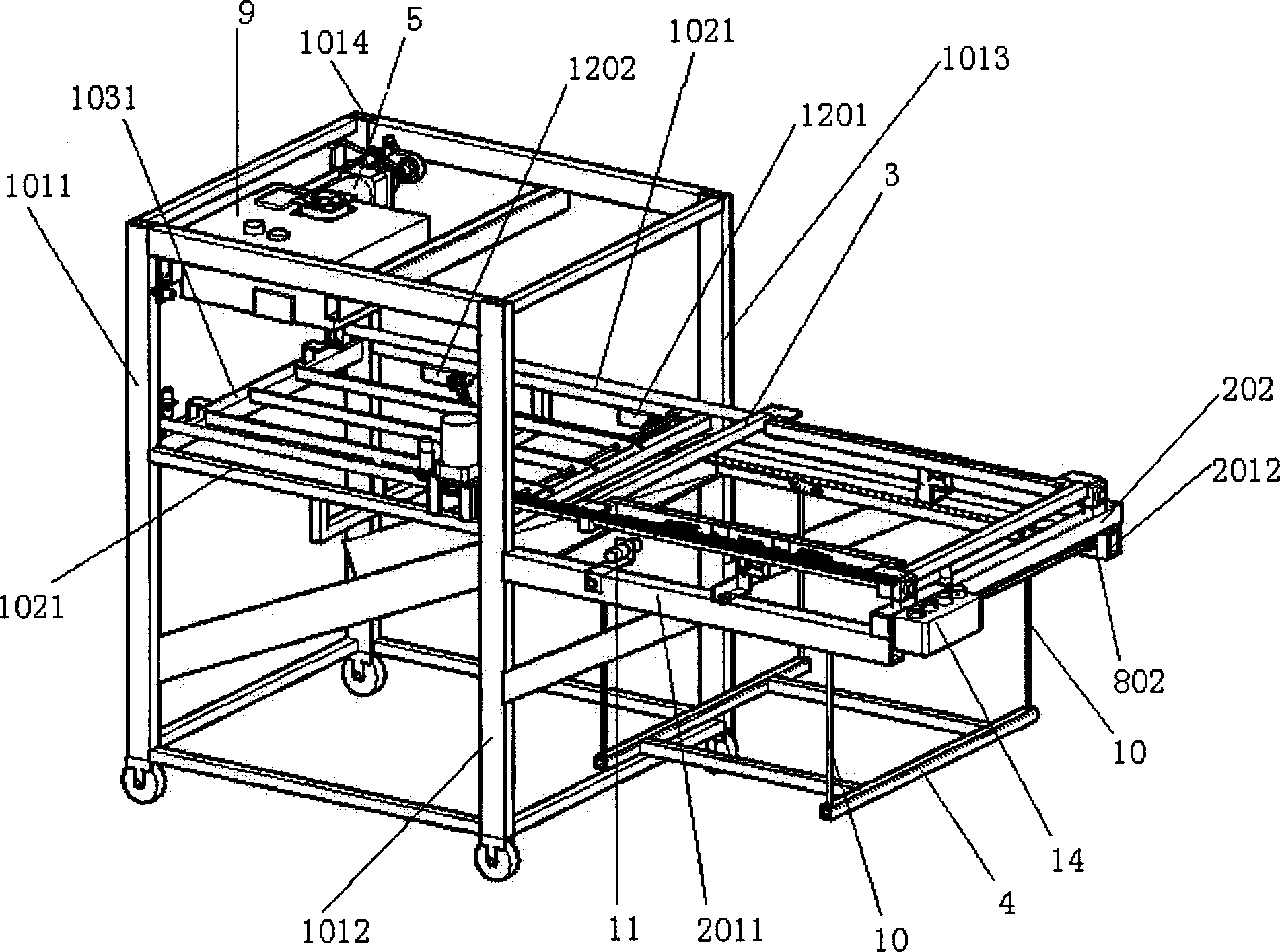 Automatic lifting device for carrying paper cocooning frame after cocoon removal