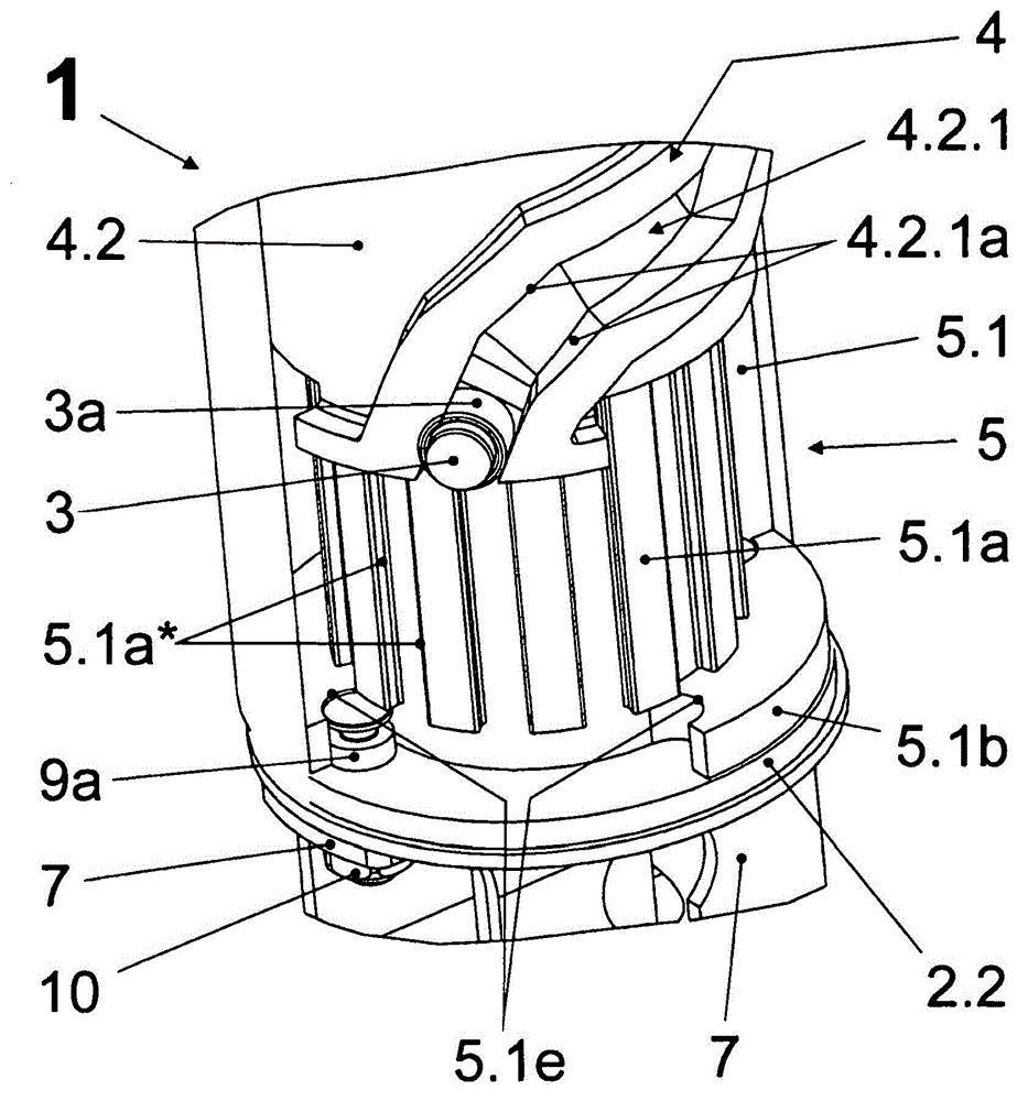 Actuating device for a rotatable closure part of a valve