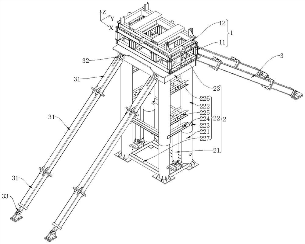 Telescopic transfer bracket device and beam transporting vehicle