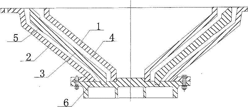 Method for casting manganese steel broken wall or mortar-rolling wall of cone crusher by internal and external metal molds sand-lining