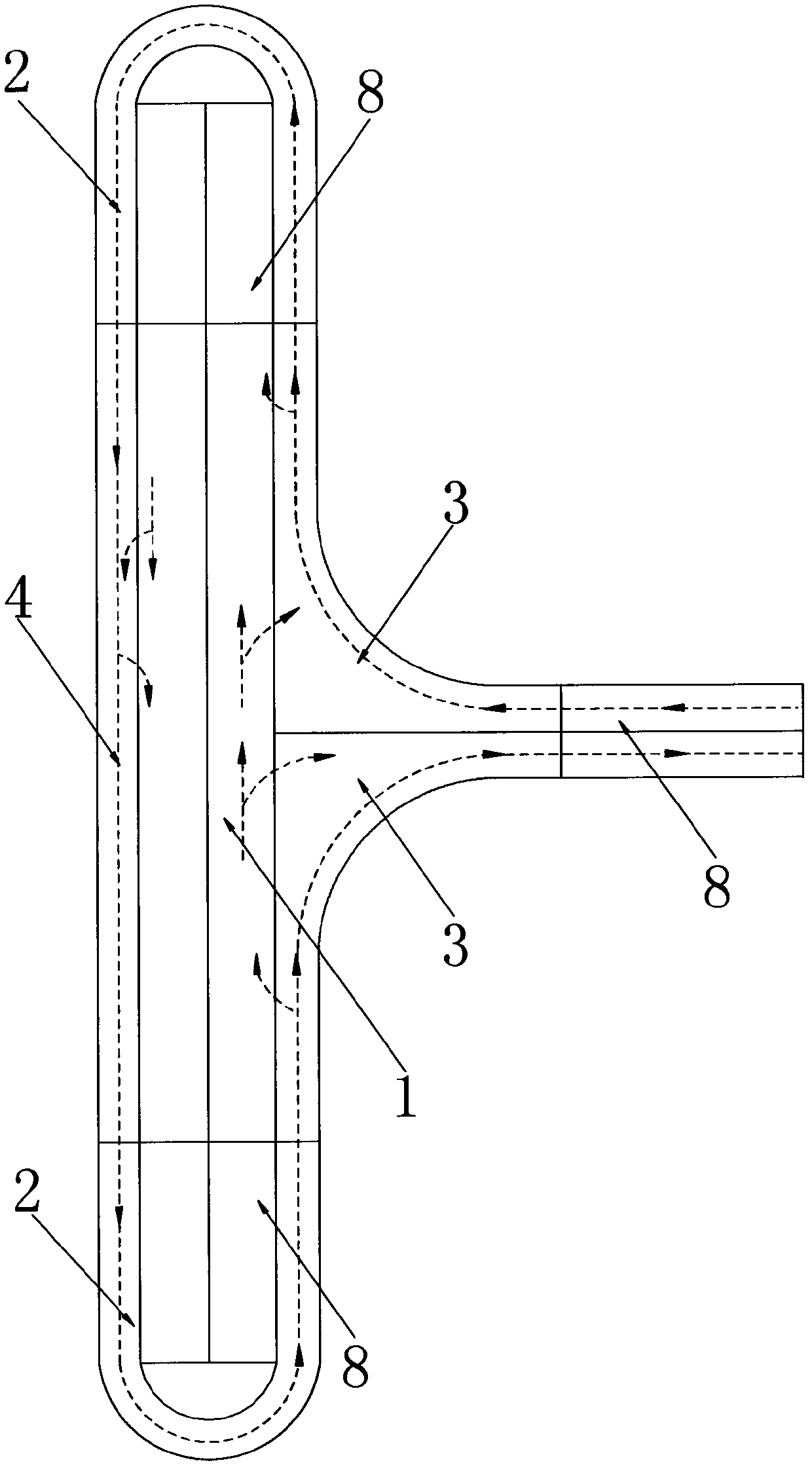 Curve-type ramp-free overpass