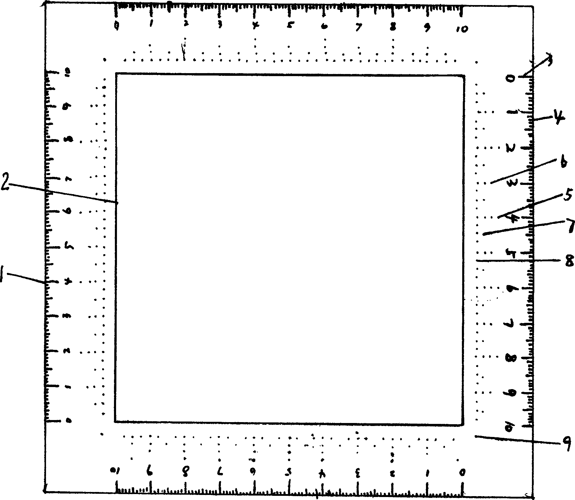 Coordinate ruler for calligraphy