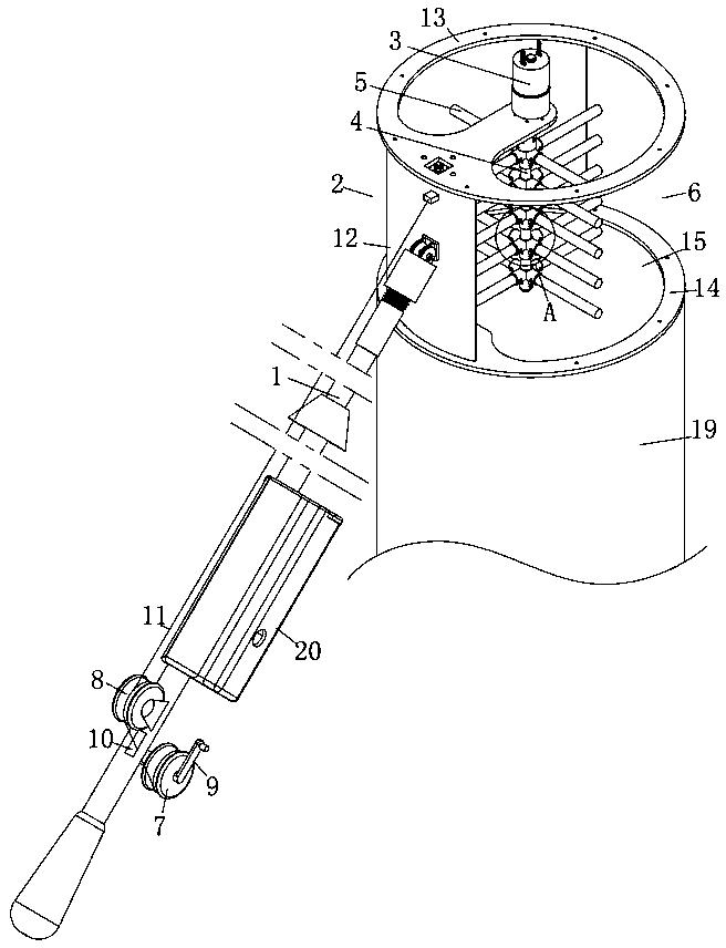 Hand-held rotary hitting assisting picking device and working method thereof