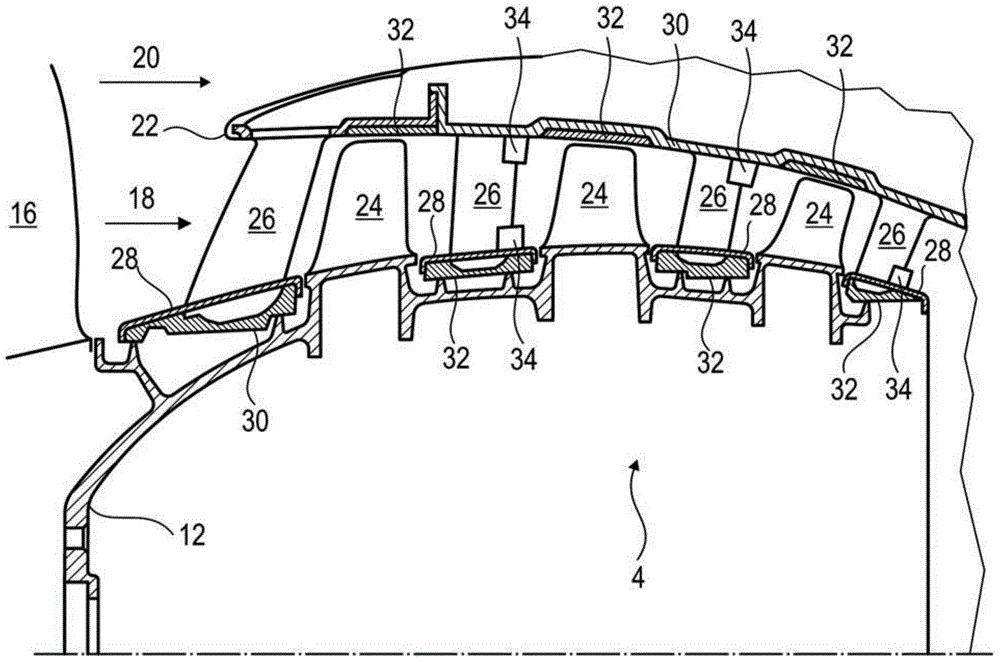 Axial turbomachine stator with ailerons at the blade roots