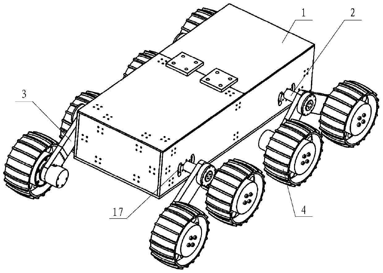 Terrain-adaptive variable-configuration movable eight-wheel detection robot