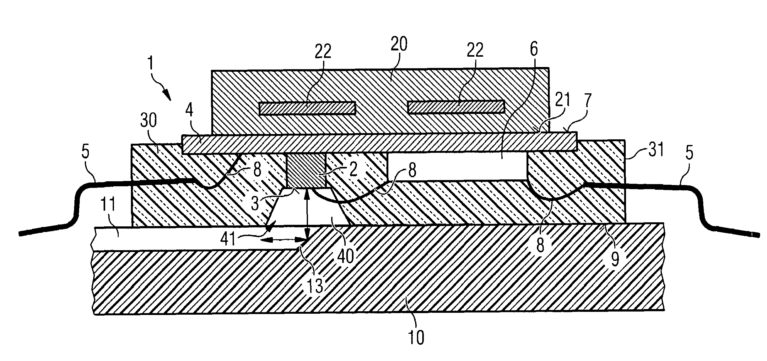 Optoelectronic arrangement having a surface-mountable semiconductor module and a cooling element