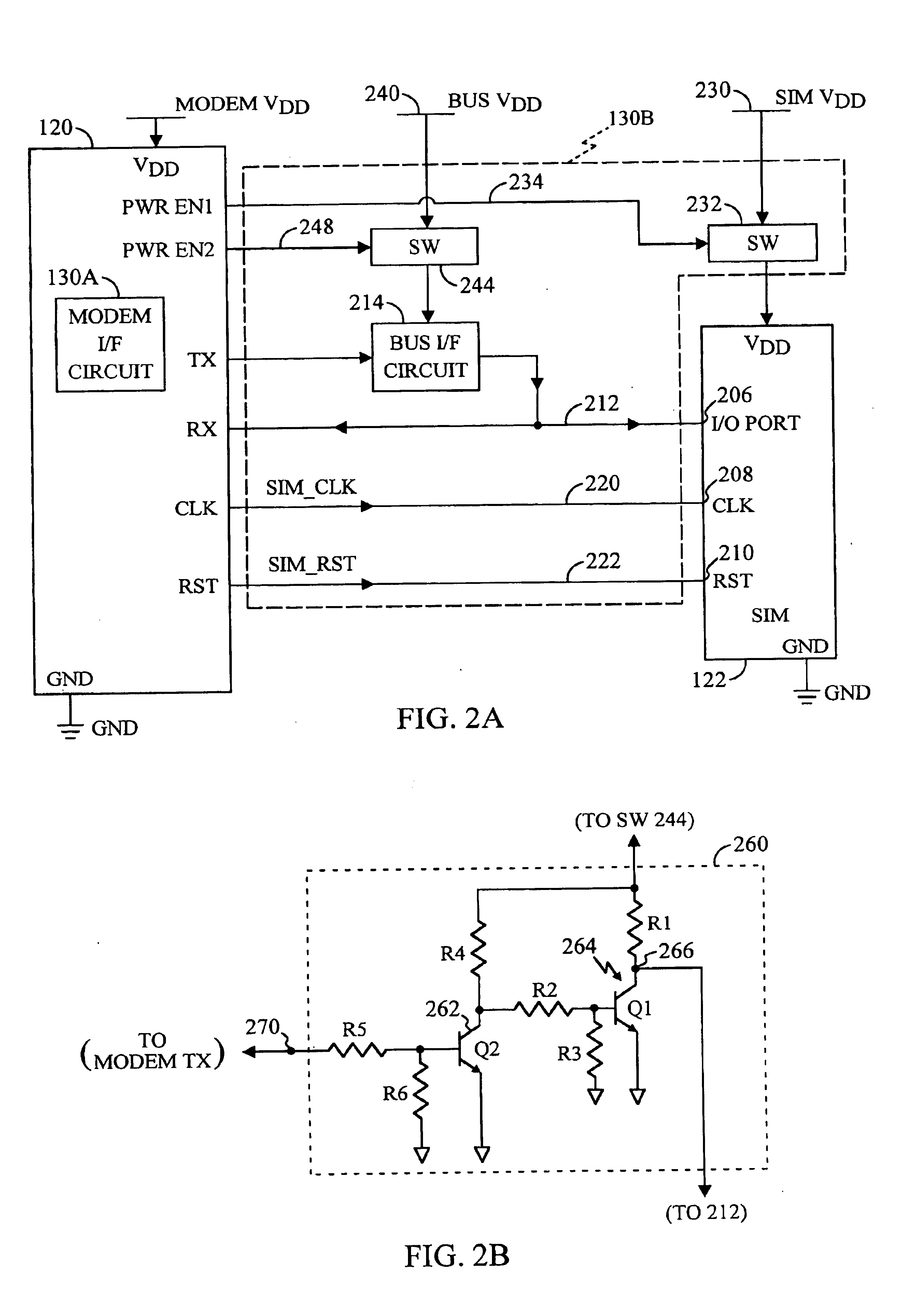 Method and circuit for interfacing a modem in a wireless communication device to a subscriber interface module
