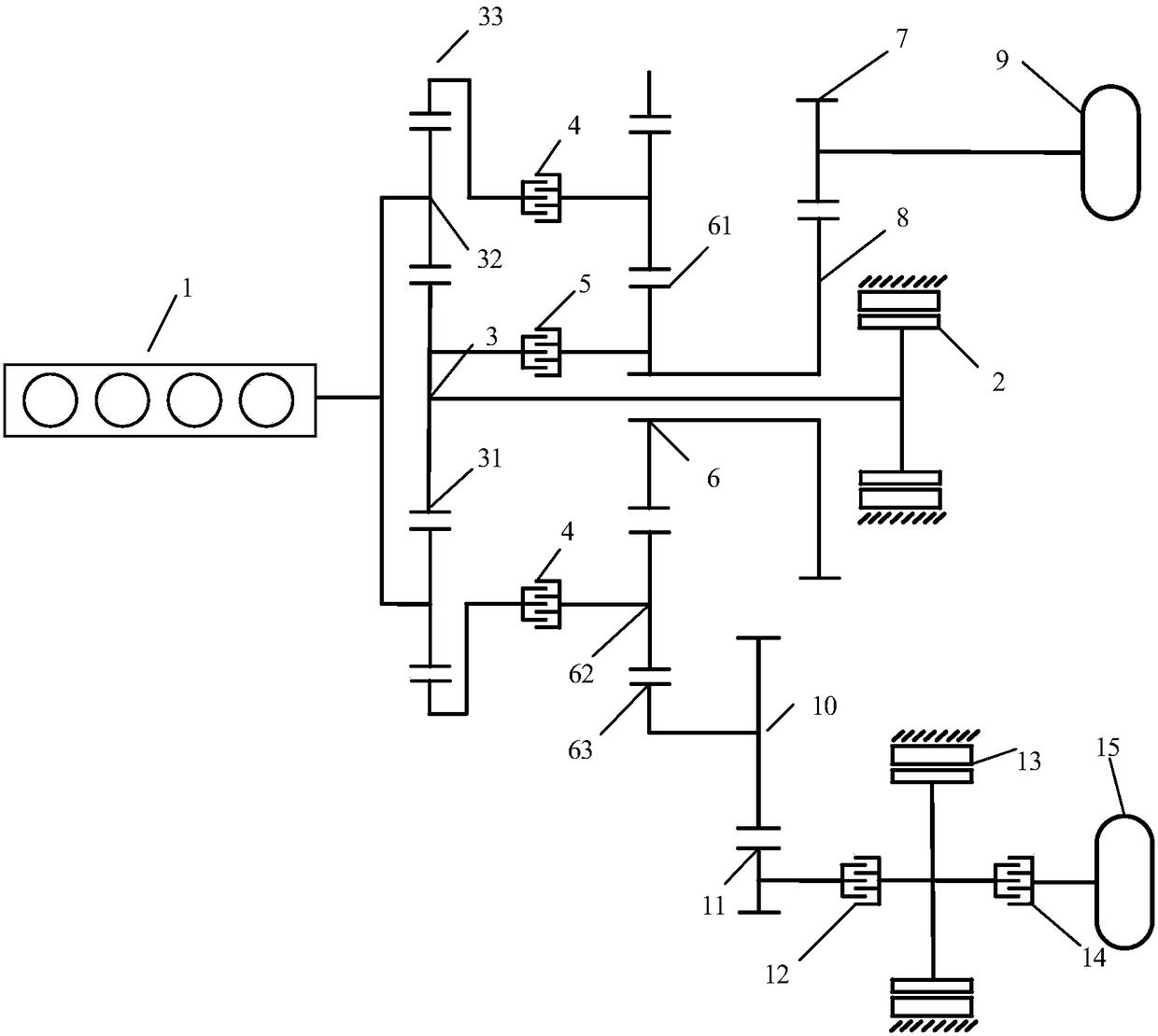 Four-wheel drive hybrid power transmission device