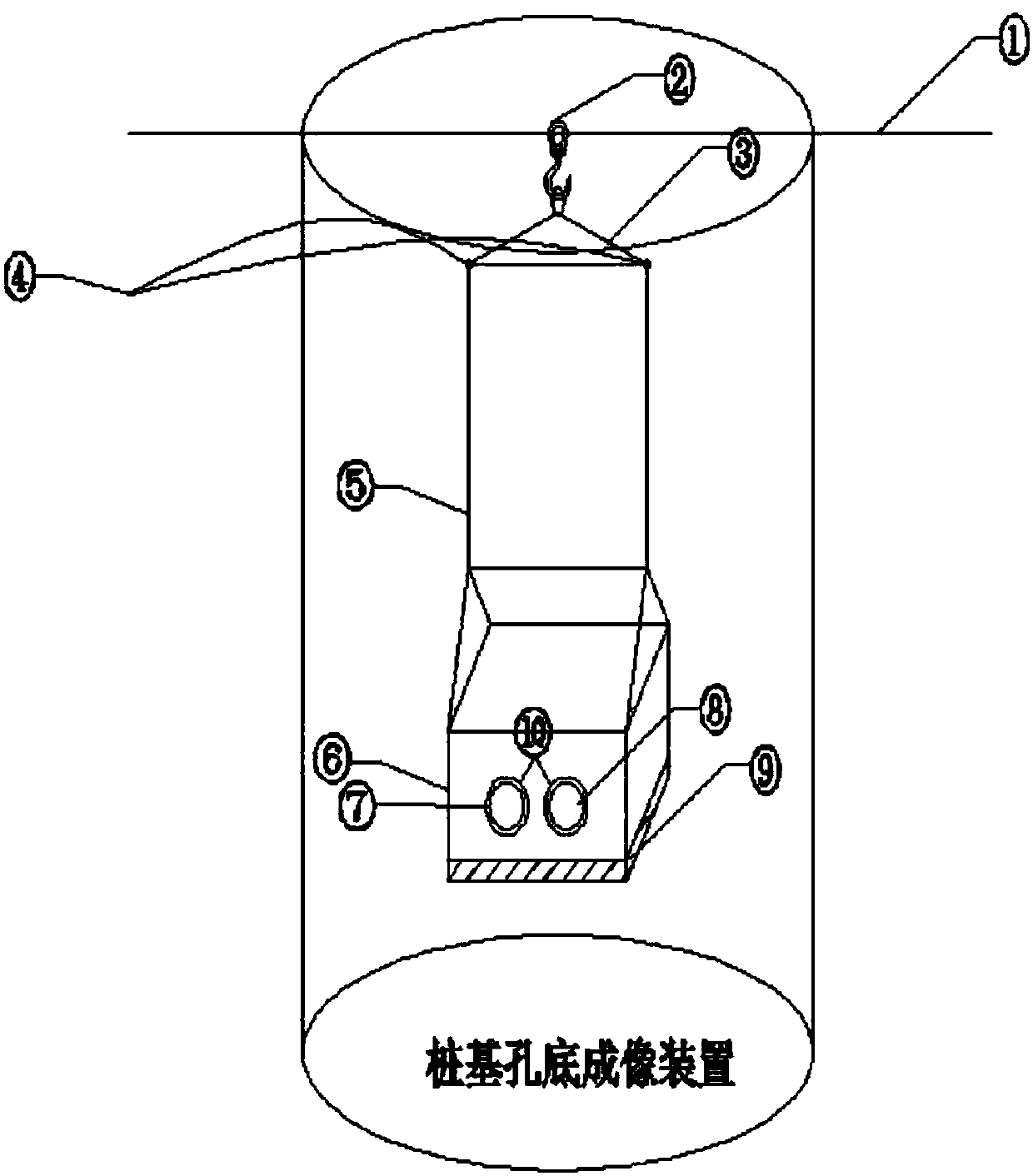 Pile foundation hole bottom imaging device and construction method