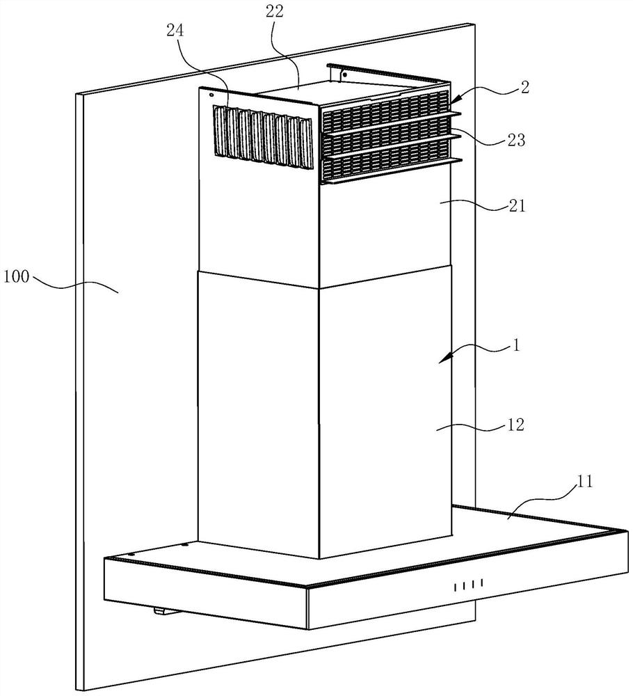 An air outlet device and an internal circulation range hood using the air outlet device