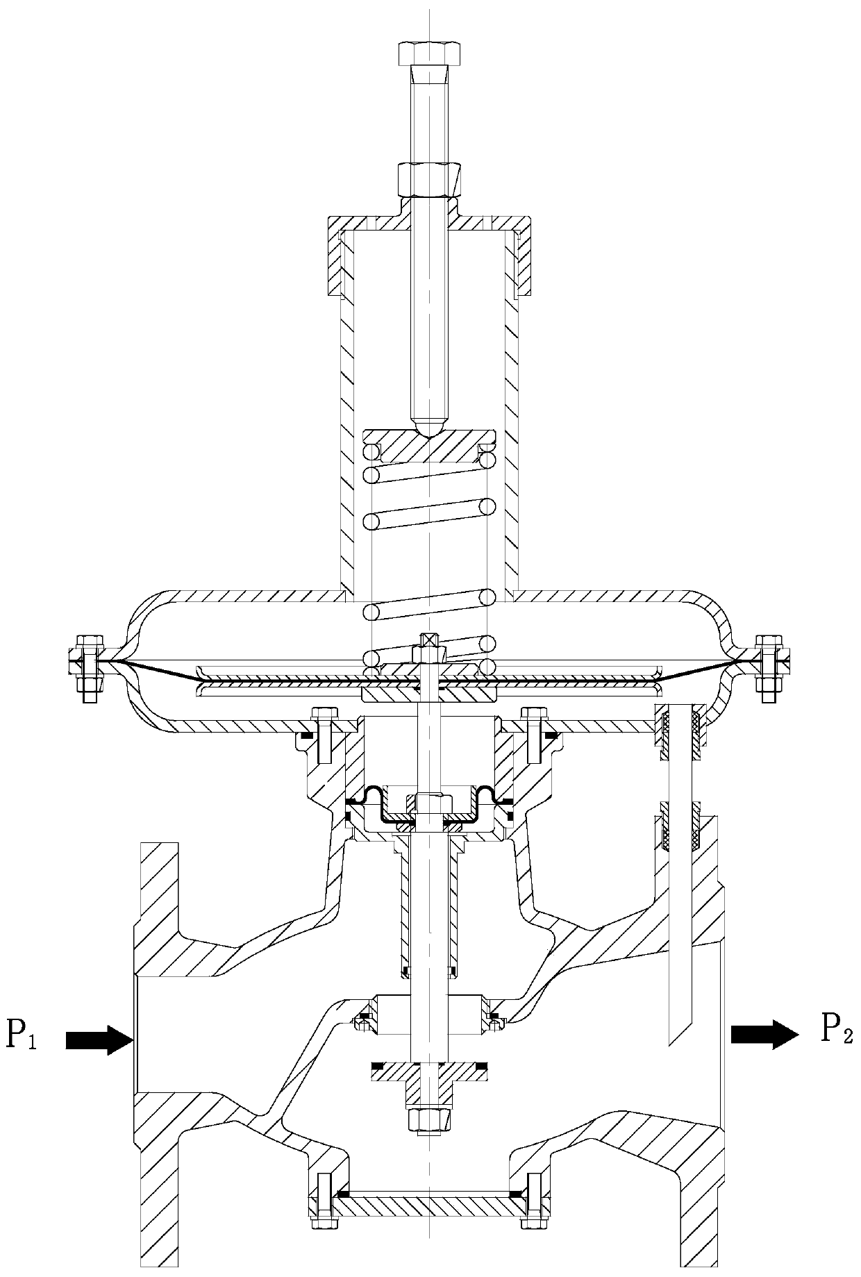 Direct-acting type pressure regulator for compensating for spring effect