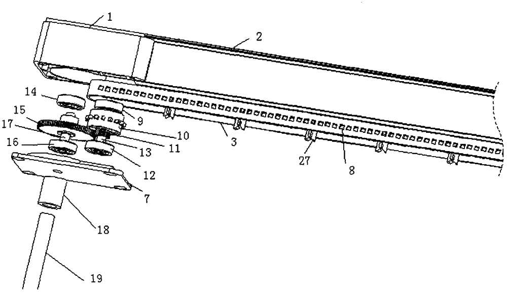 A vertical curtain opening and closing device