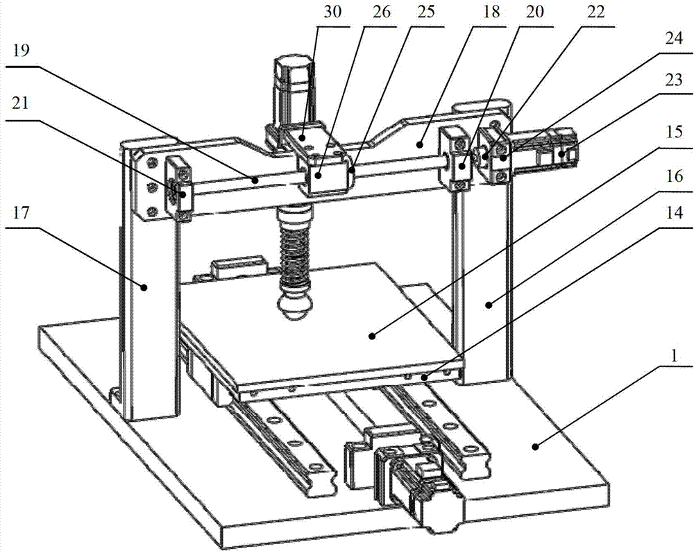 Testing device for vertical and continuous loading at optional position of numerical control moving table