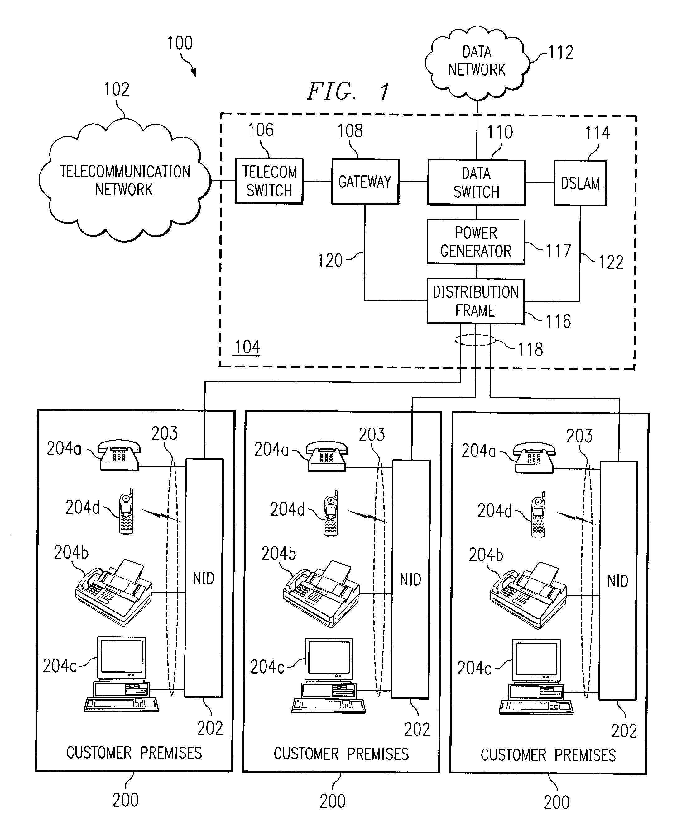Line-powered network interface device