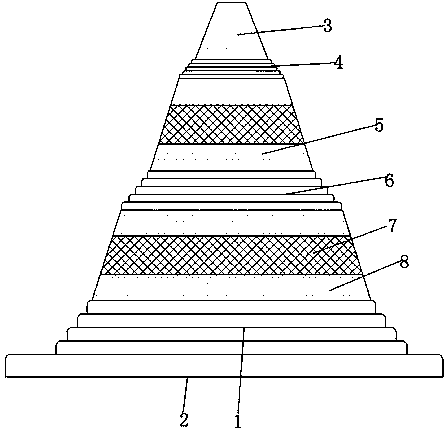 PVC (Polyvinyl Chloride) traffic cone capable of being convenient to carry