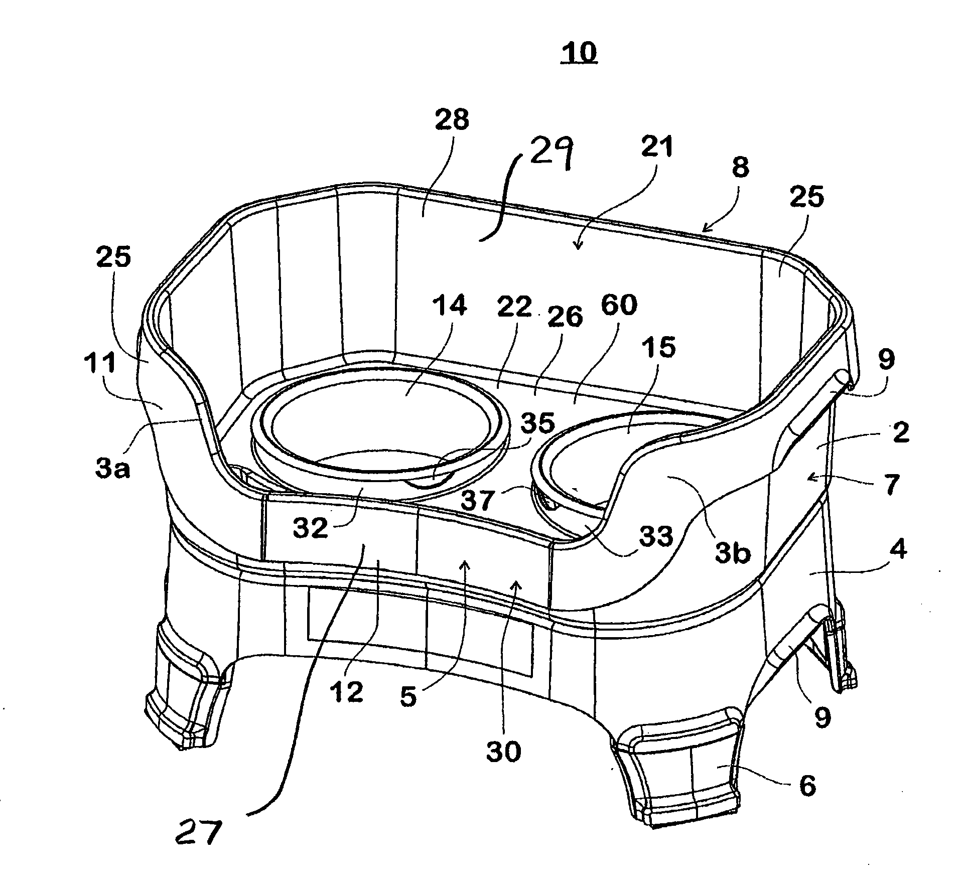 Pet feeding system and method for collecting spilled food and water